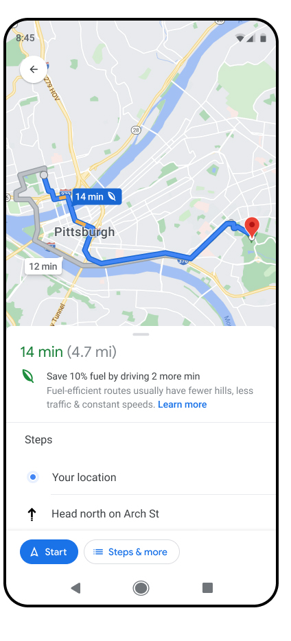 Google Maps Eco-Friendly Routing