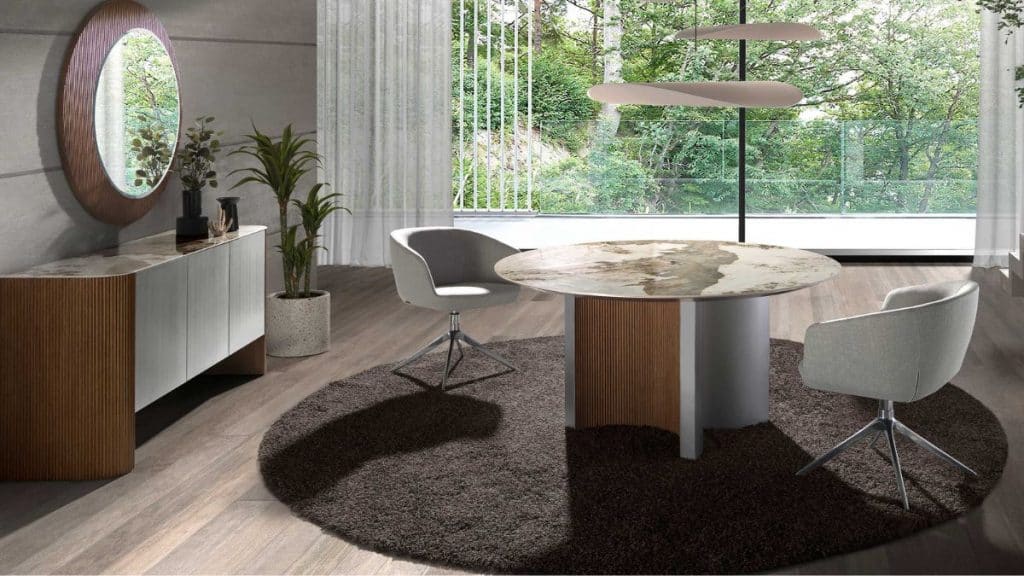 Mesas con mármol de Ángel Cerdá proveedor interiorismo y decoracion Grupo Index Madrid