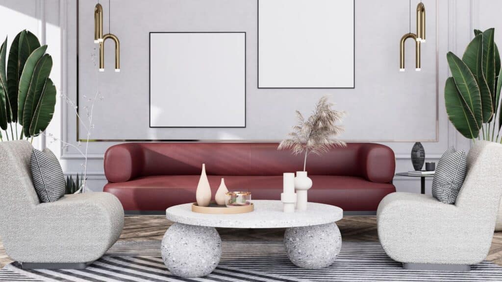 diseño de interiores sofá en burdeos
